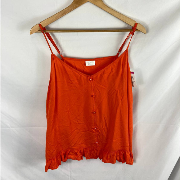 Abound orange cropped tank top with button and ruffle detail medium - Picture 2 of 5